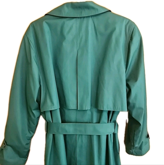Vintage London Fogs Towne Teal Zip-Lined Belted Trench Coat Women's Size 12 Y2K - Picture 7 of 12